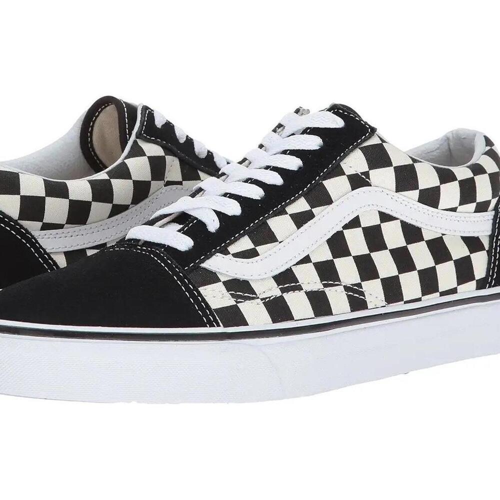 Vans Old Skool Checkerboard sneakers in black & white kids size 6.5 aka 6.5 mens